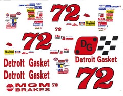 #72 Detroit Gasket 1/24th – 1/25th Scale Waterslide Decals