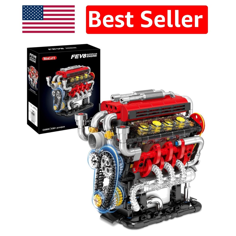 STEM V8 Engine Model Kit with USB Motor – Perfect for Ages 8+ & Collectors