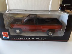 Promo Car 1995 Dodge Ram 3500 Dually Pickup, Red & Black, 1/25 by AMT-ERTL 8045