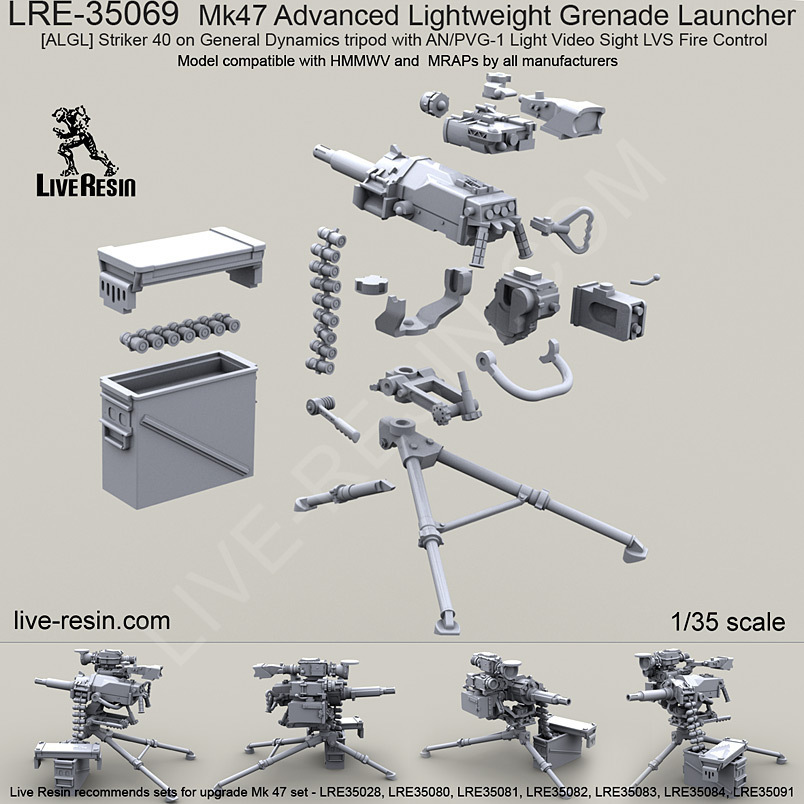 Live Resin 1/35 LRE-35069 Mk47 Advanced Lightweight Grenade Launcher (Set 1)