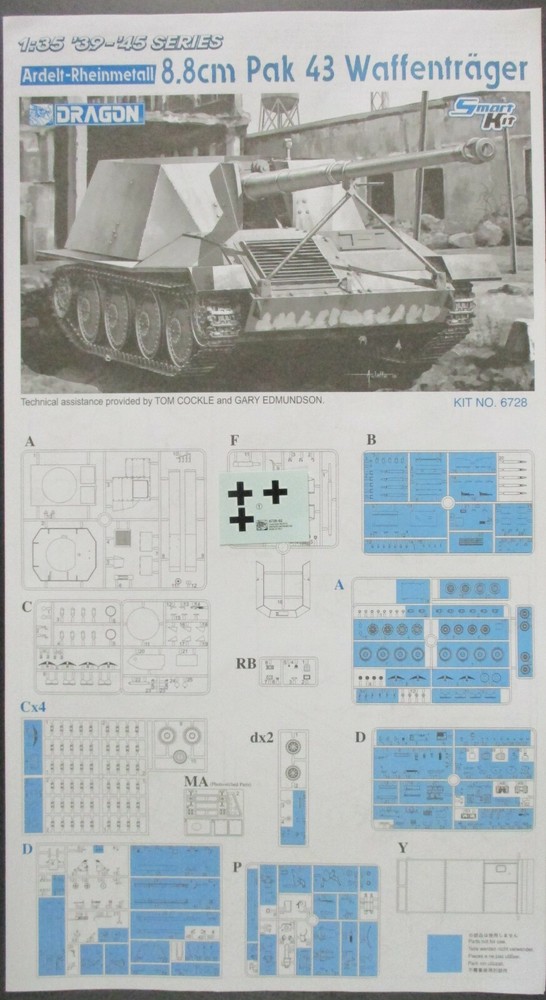 Dragon 1/35 Scale 8.8cm Pak 43 Waffentrager – Decals from Kit No. 6728