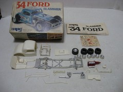 Parts Only- MPC 1934 Ford Coupe Slammer Race Car 1/25 Scale Model Kit #1-0711