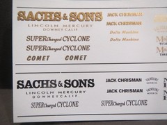 NEW! Sachs & Sons 64’/65′ Comet AFX 1/25 Decal from Fremont Racing Specialties