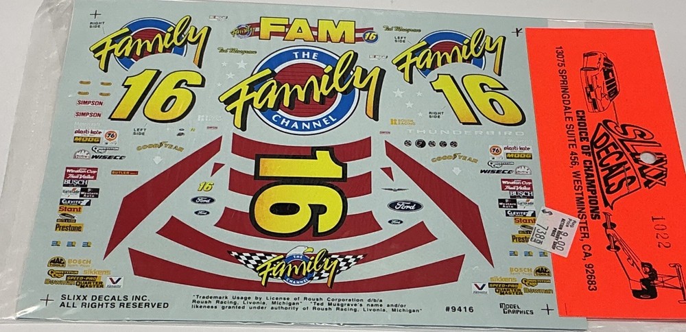 Slixx Decals 1:24-1:25 Scale #16 Ted Musgrave The Family Channel New