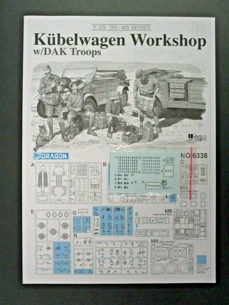 Dragon 1/35 Scale Kubelwagen Workshop Decals & Directions from Kit No. 6338