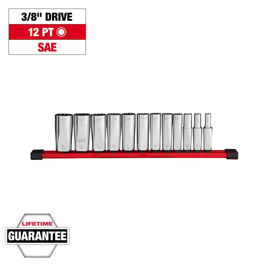 3/8 In. Drive SAE 12-Point Deep Well Socket Set (12-Piece)