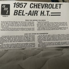 AMT 1/25 1957 Chevy Bel Air Instruction Booklet Only New & Un-opened See Photos