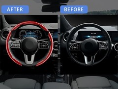 Foan Steering Wheel Covers 3Pcs Carbon Fiber Anti-Skid Clip On Car Steering