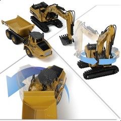 Toy set Dump truck and excavator, die-cast model of construction equipment,