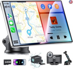 9″ Portable CarPlay Screen for Car, CooCom UHD Car Stereo with Touch Screen