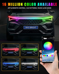 Car Led Lights Exterior RGB Hood Light Strip Waterproof Multicolor Dynamic Scan