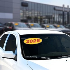 Oval Model Year Stickers, 12-Pack 2026 Red/Yellow