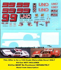 POWERSLIDE #99 UNO 1981 BUICK REGAL TIM RICHMOND WHITE/RED CAR 1/24 DECAL