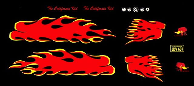 The California Kid (type) Hot Rod Flames Decal 1/24th – 1/25th Scale Decals