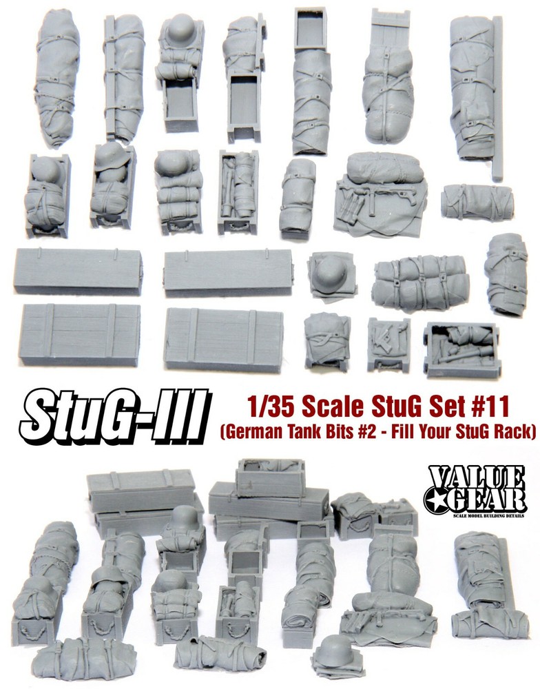 1/35 German WWII “Tank Bits 2” Stug Set #11 (24 Pieces) – Value Gear Resin