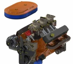 1/25 3D Resin Dodge Mopar 440 6 Pack Engine W/ Transmission Scale Model Kit Part