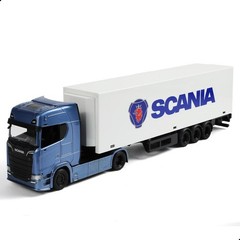 1/43 Scale Swedish Style Semi Truck with Transport Container Die-Cast Model – He