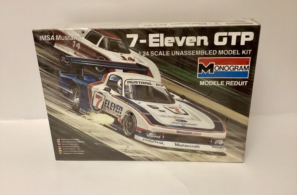 Monogram IMSA Ford Mustang 7-Eleven GTP Race Car 1:24 Scale Model Sealed 2709