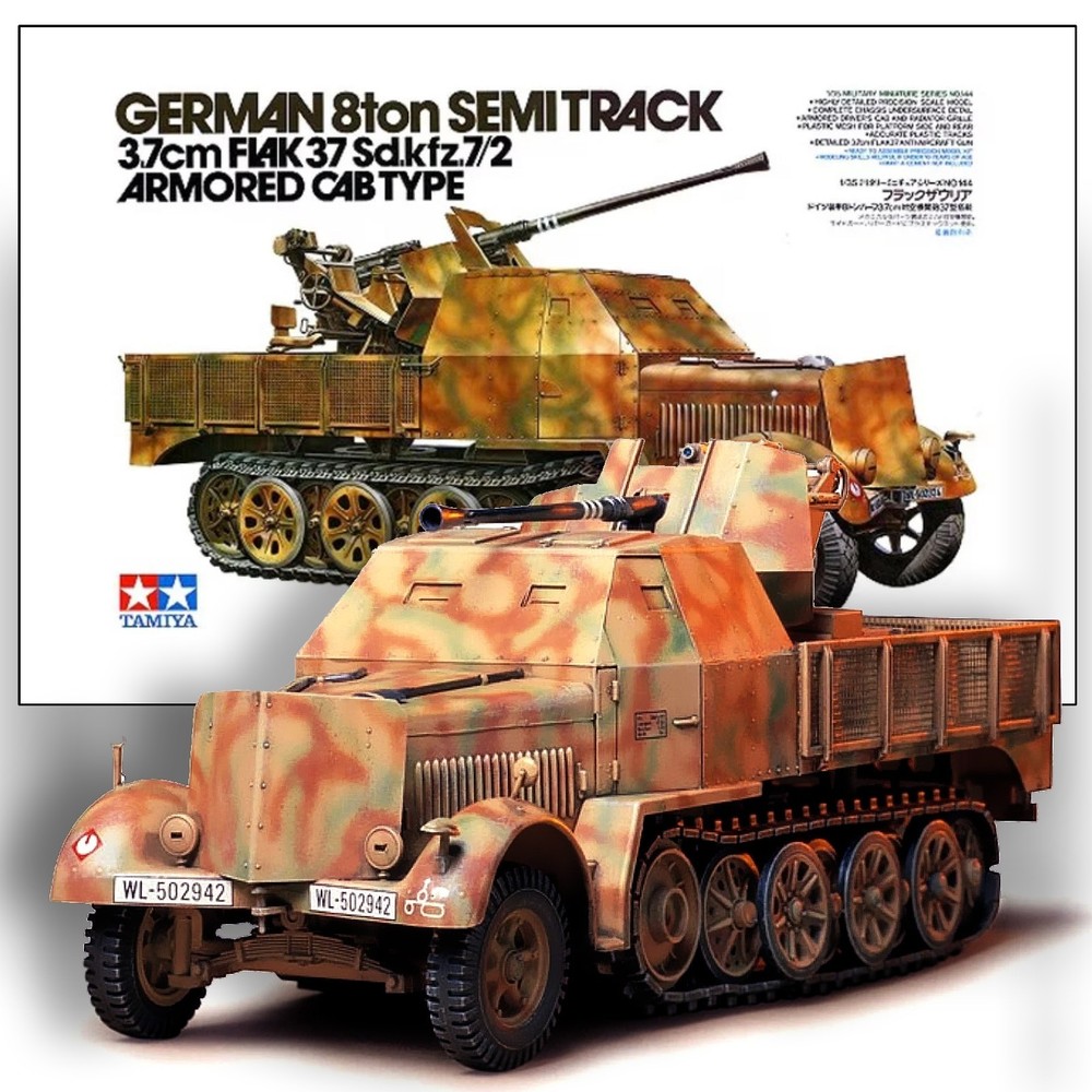 TAMIYA 35144 1/35 GERMAN 8-TON SEMI TRACK; 3.7CM FLAK 37 SD,KFZ.7/2 MODEL KIT