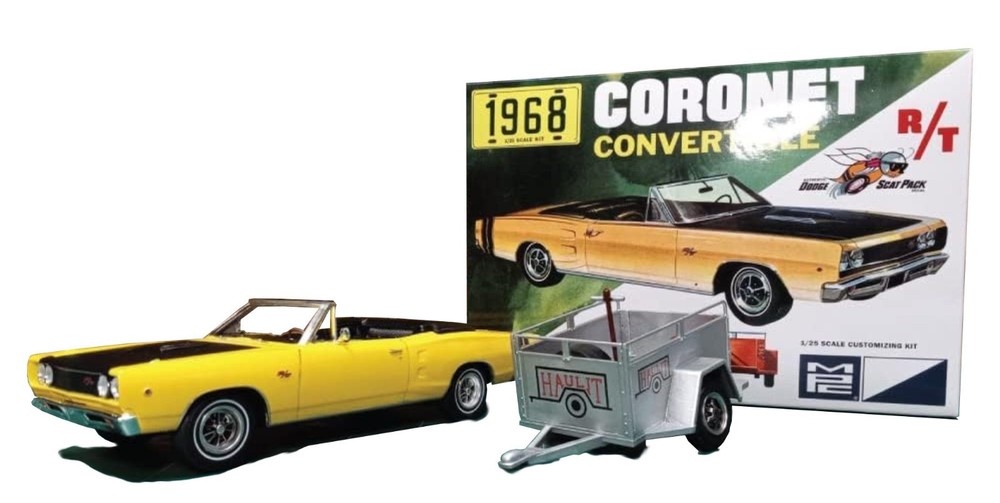 MPC 1968 Coronet Convertible Model Kit 1:25 Scale Model Kit & Bonus Trailer NIB