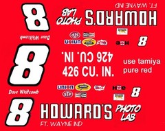 #8 Dave Whitcomb Howards Photo Lab Dodge Charger Daytona 1/24th – 1/25th Decals