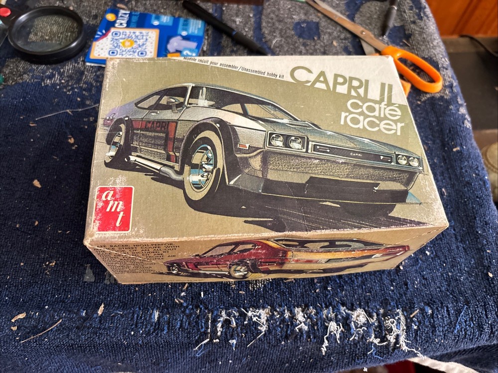 Vintage AMT 1977 Mercury Capri II Cafe Racer kit in 1/25th Scale.