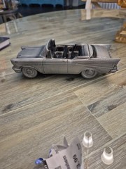 1957 Chevy Convertible Promo Metal Model Car Bank by Banthrico Autobank Silver