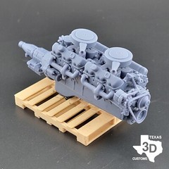GMC V12 702 with stock intakes model engine resin 3D printed 1:24-1:8 scale