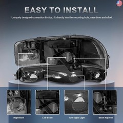 Headlight Assembly Front Lamp Compatible with 1999-2006 GMC Sierra 1500 2500,
