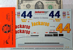 SLIXX 1/24 Water Decals NASCAR #44 JACKAROO Barby-Q-Sauce Barbecue Sauce So Fun