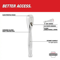 3/8 In. Drive 90-Tooth 5 In. Stubby Ratchet