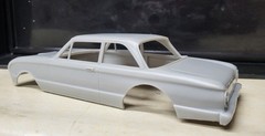 3d printed 1962 Ford Falcon Gasser stock hood model slot car body