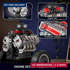 Mould King Mini V8 Engine Kits That Runs, Build Your Own Visible Car Motor, Phys