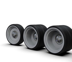 1:25 22″ Steel Smoothie Dually Wheels/Chrome Cap on Low Profile tires.