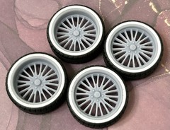 Resin 22 In. “Amer. Racing Corsair” Wheels, W/One In. Whitewalls,1/24 1/25 Scale