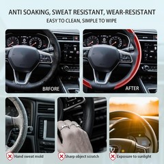 Foan Steering Wheel Covers 3Pcs Carbon Fiber Anti-Skid Clip On Car Steering