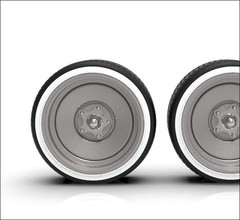1:18 20×9 US Steel wheel and White Wall tires. Chrome Cap 26mm tall tires