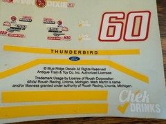 Nascar Mark Martin #60 Winn Dixie Ford Thinderbird 1:24 Decal Blue Ridge Decals