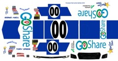#00 TOMY DRISSI GOCARE 2018 Throwback Scheme 1/18th Scale Waterslide Decals