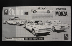 Vintage Styline Kit AMT 1/25 Scale Corvair Monza Coupe S7052 189 Model Car Auto