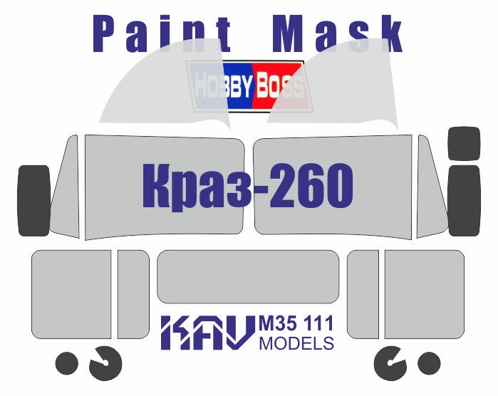 1:35 Paint Mask Canopy for scale model KrAZ 260 HobbyBoss 85510