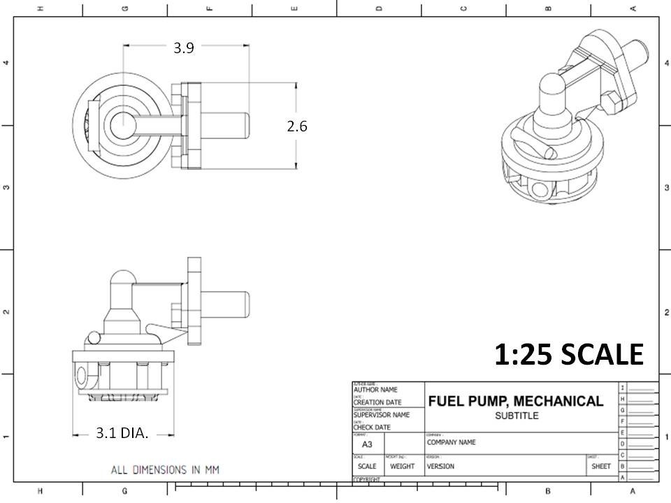 4 off, 3D Print Resin, Model Car Mechanical Fuel Pumps, Various Scales