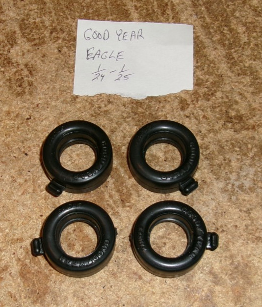 4-lot 1/24-1/25 model goodyear eagle 1 1/8″dia. x 1/2″w rubber tires new