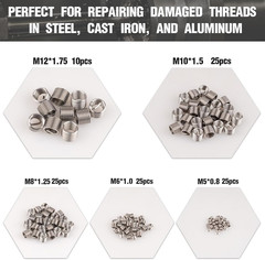 Premium 131-Piece Metric Helicoil Thread Repair Kit, Comprehensive HSS Drills, I
