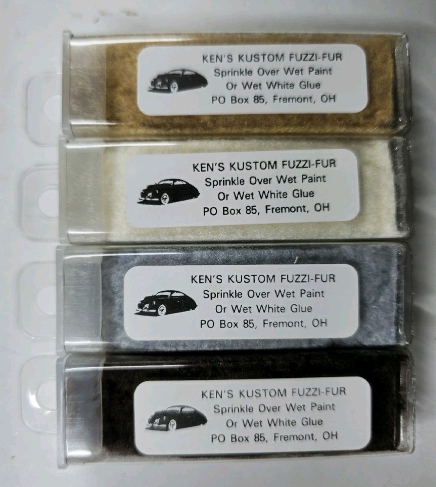 Lot Of 4 Ken’s Kustom Fuzzi-Fur Flocking – Silver Gray, Brown, White & Tan