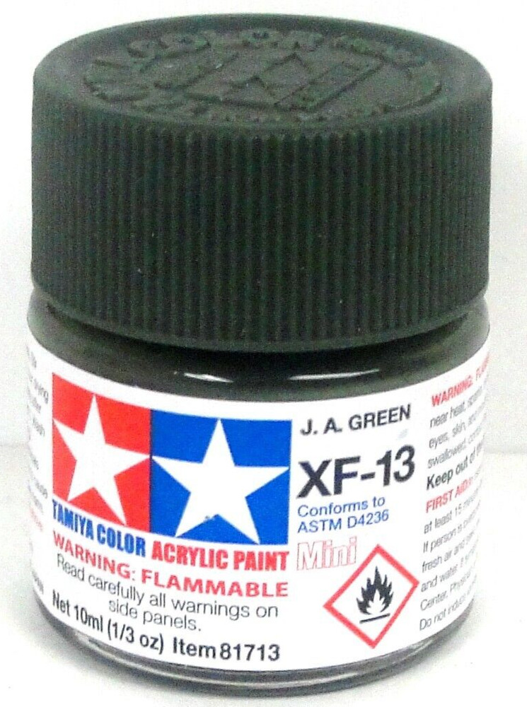 Tamiya 81713 XF-13 Japanese Army Green 1/3 oz Acrylic “Mini” Paint Bottle