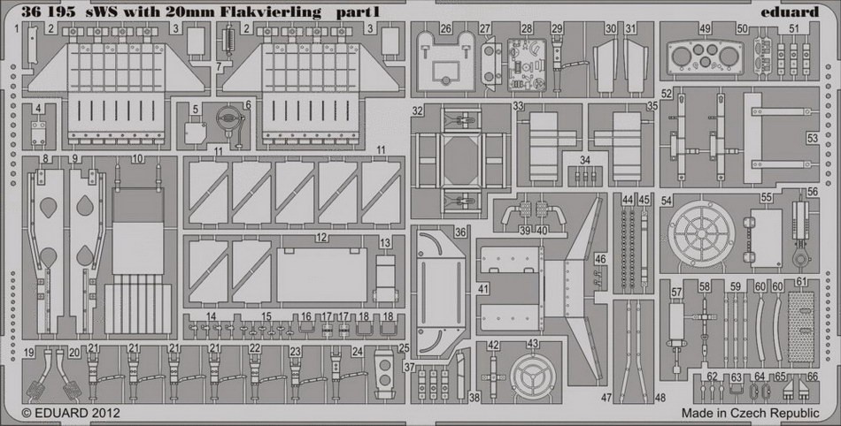 Photo-Etched set for 1/35 sWS with 20mm Flakvierling for Great Wall Hobby kit