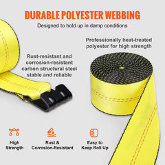 Winch Straps, 4 In. X 30Ft., 6000 Lbs. Load Capacity, 18000 Lbs. Break Strength,
