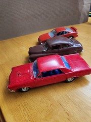 THREE VINTAGE BUILT MODELS -Mustang, GTO, and Mercury cruiser