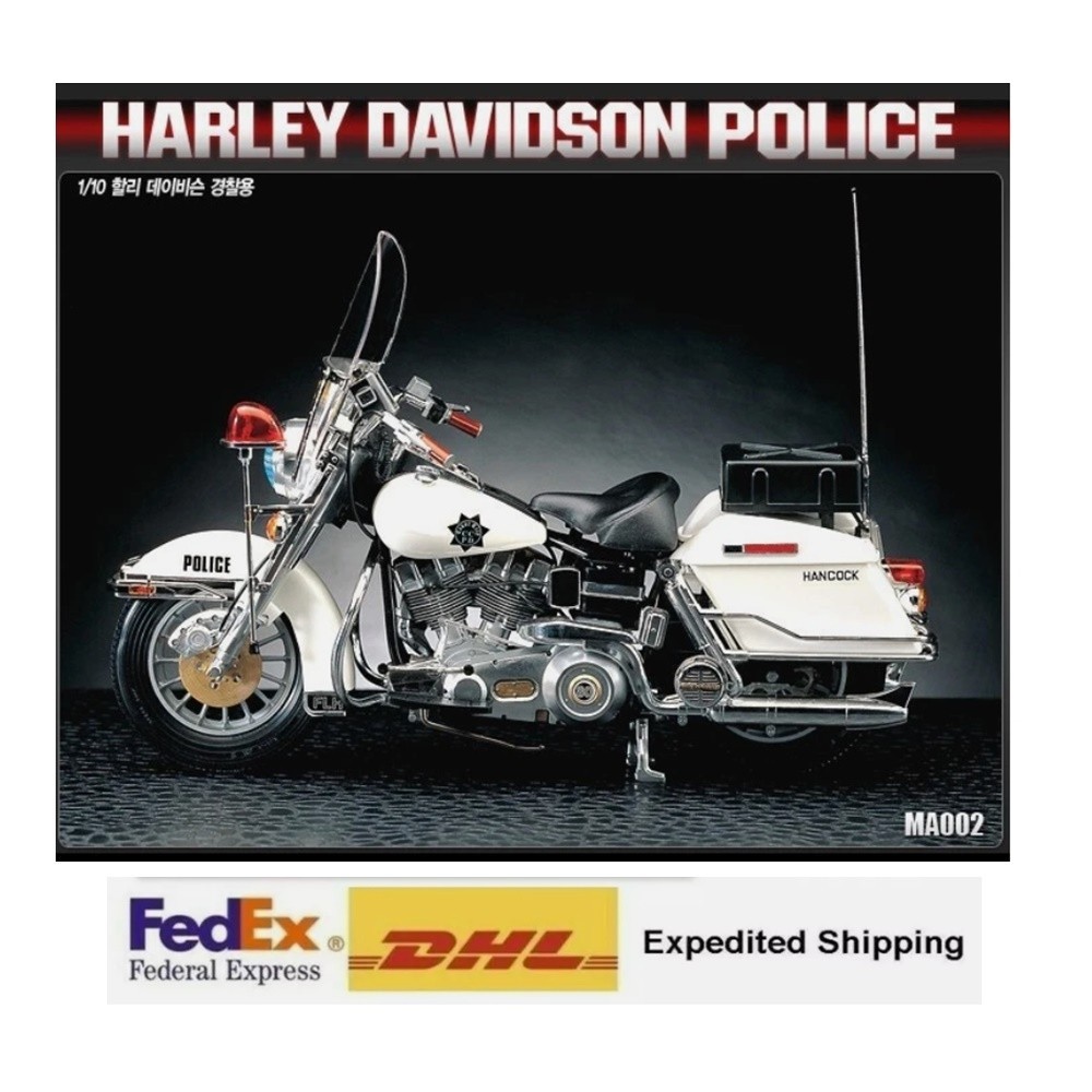 Academy#15500 Harley Davidson Police Motorcycle Bike Plastic Model Kit 1/10
